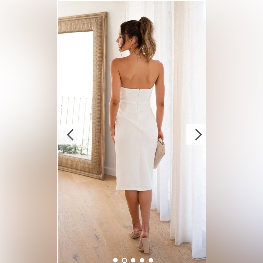 White Strapless Ruffle Dress - Picture 2 of 3